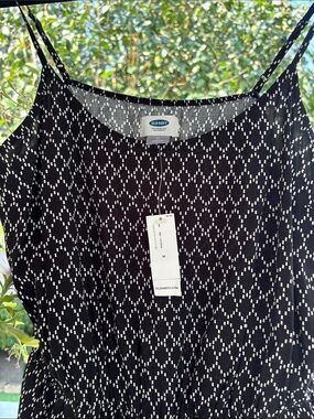 Old Navy Dress NWT Spaghetti Strap Black & White Diamond-Print Midi Dress M